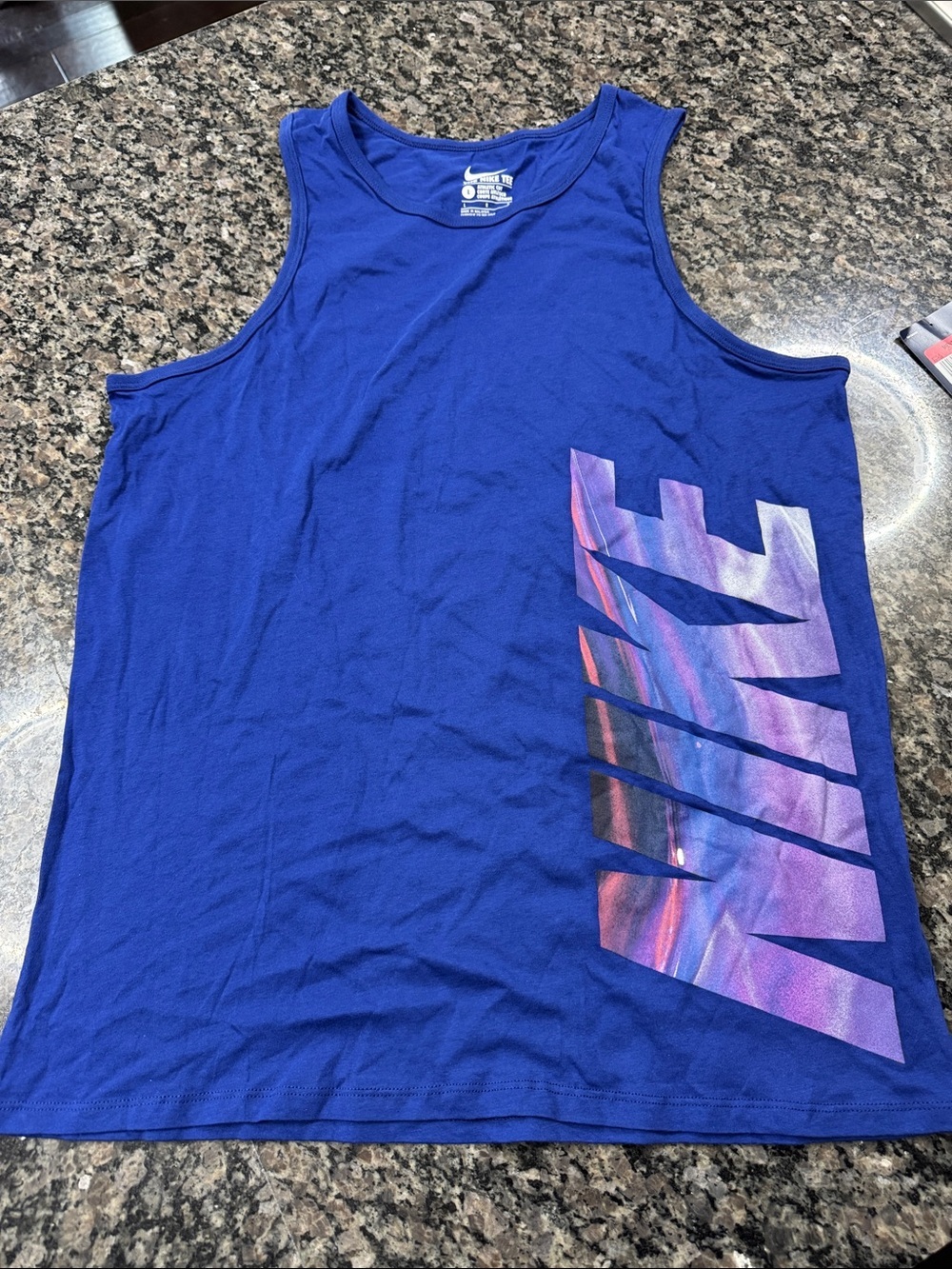 Nike Royal Blue Tank with Sunset Gradient Logo NWT L